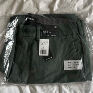 Express Men's Dark Green Shorts - NWT